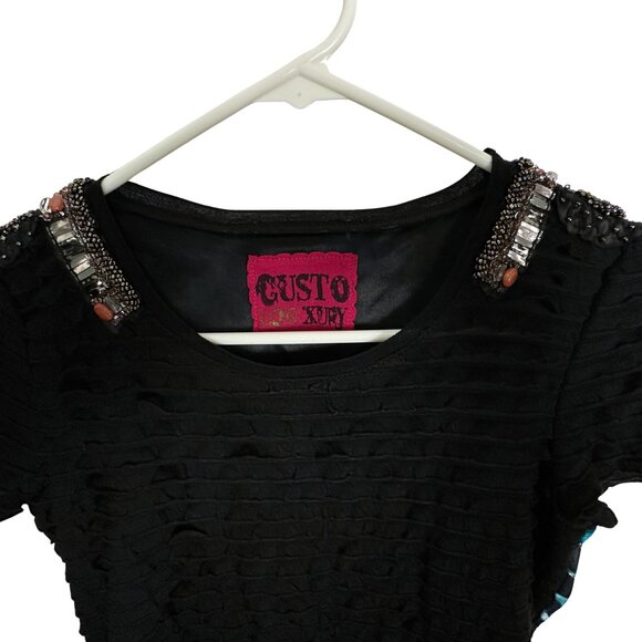 CUSTO Barcelona Black and Blue Ruffled Mini Dress Size: XS - Picture 8 of 13